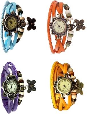 NS18 Vintage Butterfly Rakhi Combo of 4 Sky Blue, Purple, Orange And Yellow Analog Watch  - For Women   Watches  (NS18)