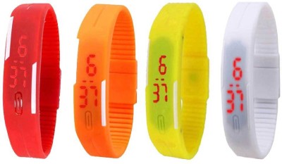 NS18 Silicone Led Magnet Band Combo of 4 Red, Orange, Yellow And White Digital Watch  - For Boys & Girls   Watches  (NS18)