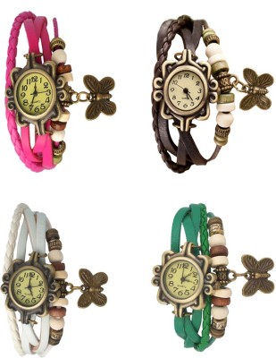NS18 Vintage Butterfly Rakhi Combo of 4 Pink, White, Brown And Green Analog Watch  - For Women   Watches  (NS18)