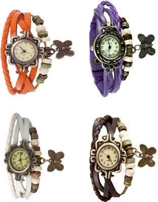 NS18 Vintage Butterfly Rakhi Combo of 4 Orange, White, Purple And Brown Analog Watch  - For Women   Watches  (NS18)