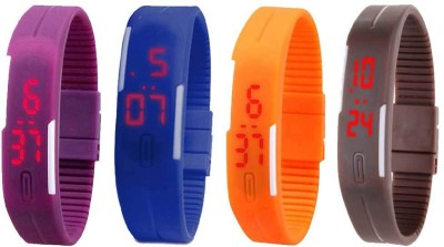 NS18 Silicone Led Magnet Band Combo of 4 Purple, Blue, Orange And Brown Digital Watch  - For Boys & Girls   Watches  (NS18)