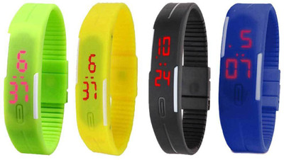 

Kissu Led Magnet Band Combo of 4 Green, Yellow, Black And Blue Watch - For Men & Women