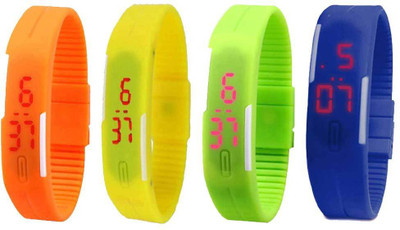 

Kissu Led Magnet Band Combo of 4 Orange, Yellow, Green And Blue Watch - For Men & Women