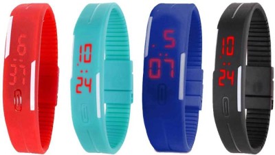 NS18 Silicone Led Magnet Band Combo of 4 Red, Sky Blue, Blue And Black Digital Watch  - For Boys & Girls   Watches  (NS18)