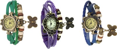 NS18 Vintage Butterfly Rakhi Watch Combo of 3 Green, Purple And Blue Analog Watch  - For Women   Watches  (NS18)