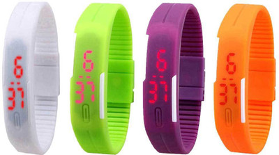 

Kissu Led Magnet Band Combo of 4 White, Green, Purple And Orange Watch - For Men & Women