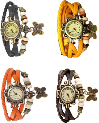 

NS18 Vintage Butterfly Rakhi Combo of 4 Black, Orange, Yellow And Brown Watch - For Women