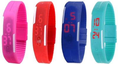 NS18 Silicone Led Magnet Band Watch Combo of 4 Pink, Red, Blue And Sky Blue Digital Watch  - For Couple   Watches  (NS18)