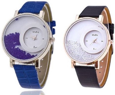 SPINOZA mxre black and blue movable diamond beads in dial watch for girls set of 2 Analog Watch  - For Girls   Watches  (SPINOZA)