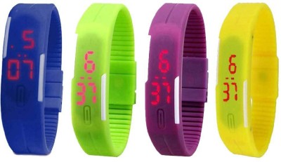NS18 Silicone Led Magnet Band Combo of 4 Blue, Green, Purple And Yellow Digital Watch  - For Boys & Girls   Watches  (NS18)