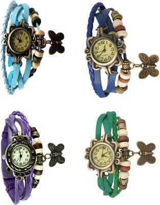 

Kissu Vintage Rakhi Combo of 4 Sky Blue, Purple, Blue And Green Watch - For Women