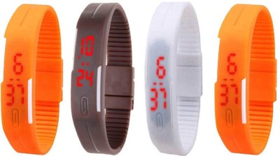 NS18 Silicone Led Magnet Band Combo of 4 Green, Brown, White And Orange Digital Watch  - For Boys & Girls   Watches  (NS18)