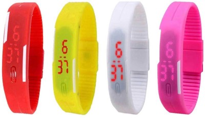 NS18 Silicone Led Magnet Band Watch Combo of 4 Red, Yellow, White And Pink Digital Watch  - For Couple   Watches  (NS18)