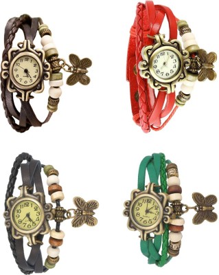 NS18 Vintage Butterfly Rakhi Combo of 4 Brown, Black, Red And Green Analog Watch  - For Women   Watches  (NS18)