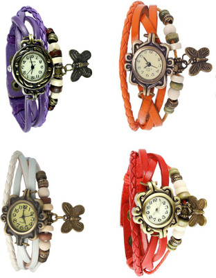 

Kissu Vintage Rakhi Combo of 4 Purple, White, Orange And Red Watch - For Women