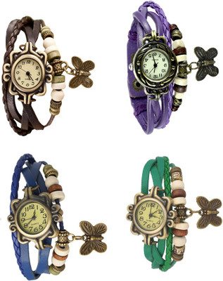 

Kissu Vintage Rakhi Combo of 4 Brown, Blue, Purple And Green Watch - For Women