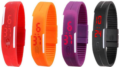 

Kissu Led Magnet Band Combo of 4 Red, Orange, Purple And Black Watch - For Men & Women