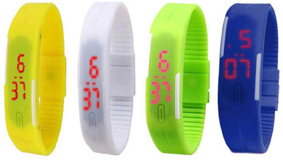 

Kissu Led Magnet Band Combo of 4 Yellow, White, Green And Blue Watch - For Men & Women