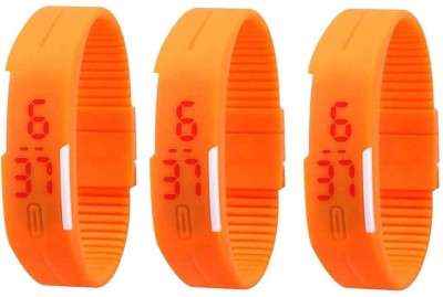 NS18 Silicone Led Magnet Band Combo of 3 Orange Digital Watch  - For Boys & Girls   Watches  (NS18)