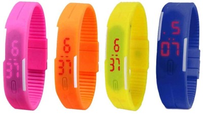 NS18 Silicone Led Magnet Band Combo of 4 Pink, Orange, Yellow And Blue Digital Watch  - For Boys & Girls   Watches  (NS18)
