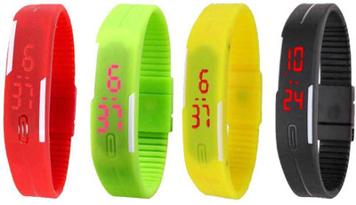 

Kissu Led Magnet Band Combo of 4 Red, Green, Yellow And Black Watch - For Men & Women