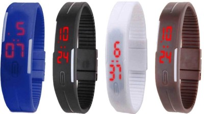 NS18 Silicone Led Magnet Band Combo of 4 Blue, Black, White And Brown Digital Watch  - For Boys & Girls   Watches  (NS18)