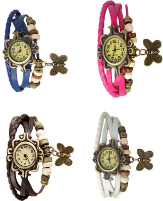 

Kissu Vintage Rakhi Combo of 4 Blue, Brown, Pink And White Watch - For Women