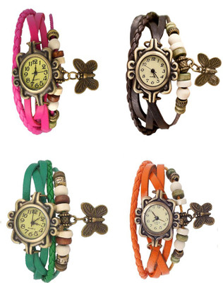 

Kissu Vintage Rakhi Combo of 4 Pink, Green, Brown And Orange Watch - For Women
