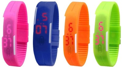 NS18 Silicone Led Magnet Band Combo of 4 Pink, Blue, Orange And Green Digital Watch  - For Boys & Girls   Watches  (NS18)