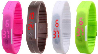 

Kissu Led Magnet Band Combo of 4 Pink, Brown, White And Green Watch - For Men & Women