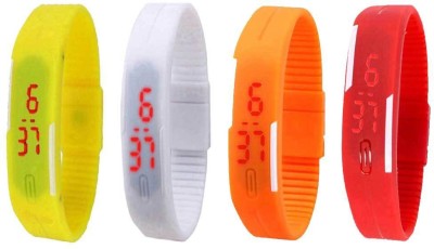 NS18 Silicone Led Magnet Band Watch Combo of 4 Yellow, White, Orange And Red Digital Watch  - For Couple   Watches  (NS18)