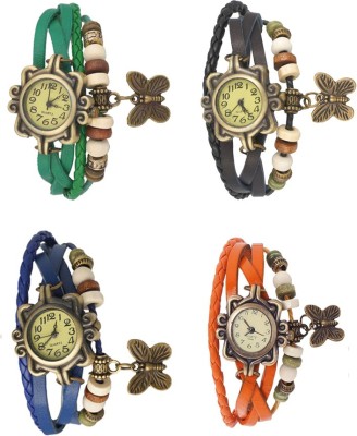 NS18 Vintage Butterfly Rakhi Combo of 4 Green, Blue, Black And Orange Analog Watch  - For Women   Watches  (NS18)