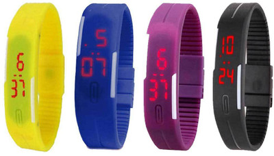 

Kissu Led Magnet Band Combo of 4 Yellow, Blue, Purple And Black Watch - For Men & Women