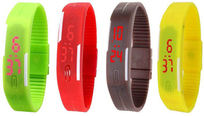 

Kissu Led Magnet Band Combo of 4 Green, Red, Brown And Yellow Watch - For Men & Women