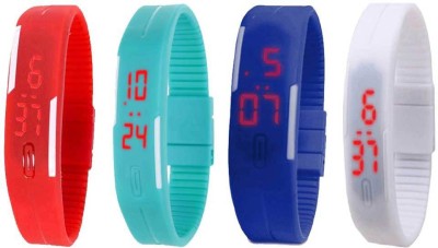NS18 Silicone Led Magnet Band Combo of 4 Red, Sky Blue, Blue And White Digital Watch  - For Boys & Girls   Watches  (NS18)