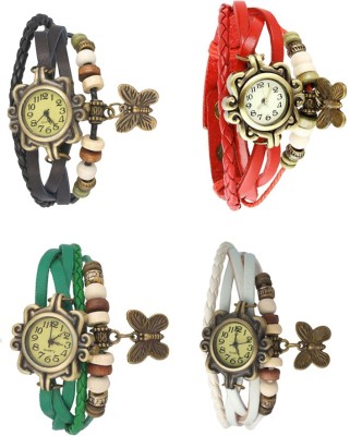 NS18 Vintage Butterfly Rakhi Combo of 4 Black, Green, Red And White Analog Watch  - For Women   Watches  (NS18)