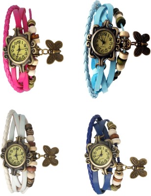 NS18 Vintage Butterfly Rakhi Combo of 4 Pink, White, Sky Blue And Blue Analog Watch  - For Women   Watches  (NS18)