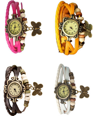 

NS18 Vintage Butterfly Rakhi Combo of 4 Pink, Brown, Yellow And White Watch - For Women