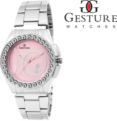 Gesture Stylo Crystal Pink Modest Analog Watch  - For Women   Watches  (Gesture)