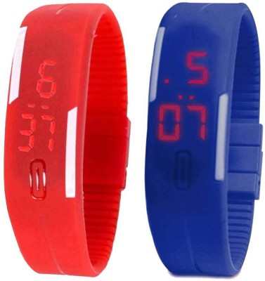 RSN Silicone Led Magnet Band Combo of 2 Red And Blue Digital Watch  - For Men & Women   Watches  (RSN)