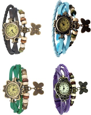 NS18 Vintage Butterfly Rakhi Combo of 4 Black, Green, Sky Blue And Purple Analog Watch  - For Women   Watches  (NS18)