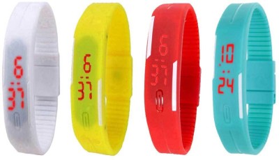 NS18 Silicone Led Magnet Band Watch Combo of 4 White, Yellow, Red And Sky Blue Digital Watch  - For Couple   Watches  (NS18)