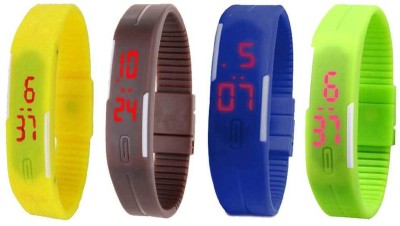 NS18 Silicone Led Magnet Band Combo of 4 Yellow, Brown, Blue And Green Digital Watch  - For Boys & Girls   Watches  (NS18)