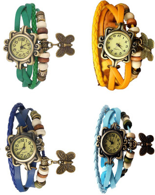 

Kissu Vintage Rakhi Combo of 4 Green, Blue, Yellow And Sky Blue Watch - For Women