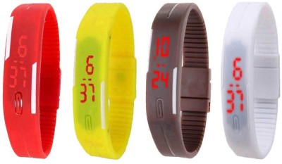NS18 Silicone Led Magnet Band Combo of 4 Red, Yellow, Brown And White Digital Watch  - For Boys & Girls   Watches  (NS18)
