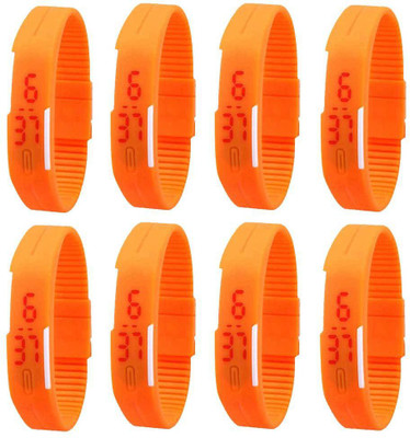 

Kissu Led Magnet Band Combo of 8 Orange Watch - For Men & Women