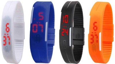 NS18 Silicone Led Magnet Band Combo of 4 White, Blue, Black And Orange Digital Watch  - For Boys & Girls   Watches  (NS18)