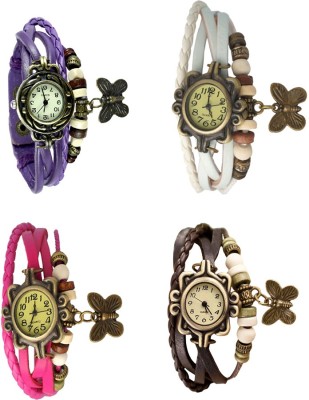 NS18 Vintage Butterfly Rakhi Combo of 4 Purple, Pink, White And Brown Analog Watch  - For Women   Watches  (NS18)