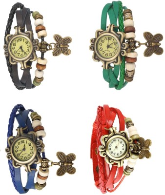 NS18 Vintage Butterfly Rakhi Combo of 4 Black, Blue, Green And Red Analog Watch  - For Women   Watches  (NS18)
