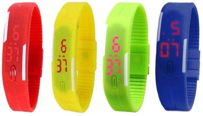 NS18 Silicone Led Magnet Band Combo of 4 Red, Yellow, Green And Blue Digital Watch  - For Boys & Girls   Watches  (NS18)